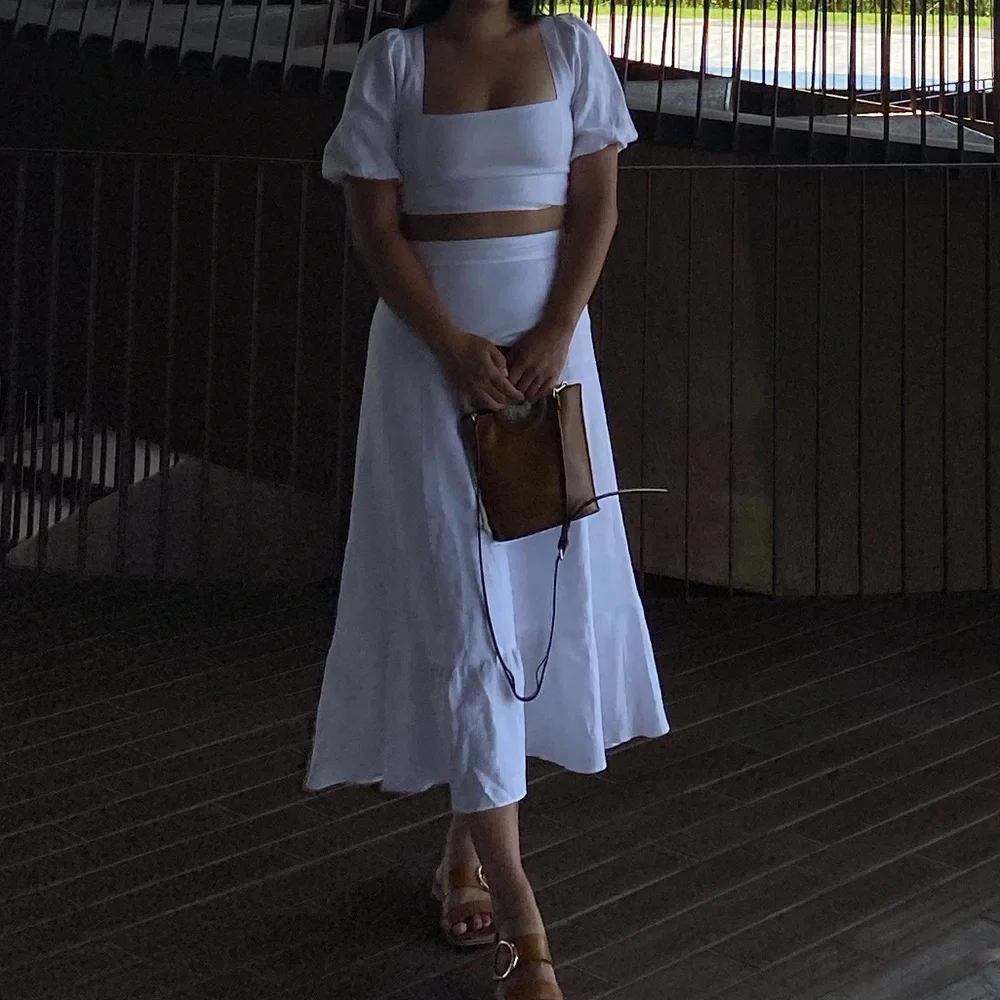 Reformation Yucca Top & Skirt Set (White)
